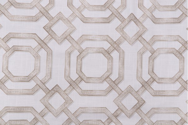 P Kaufmann Gazebo Trellis Printed Cotton Drapery Fabric in Flax 