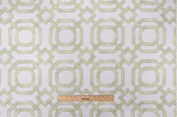 P Kaufmann Gazebo Trellis Printed Cotton Drapery Fabric in Leaf 