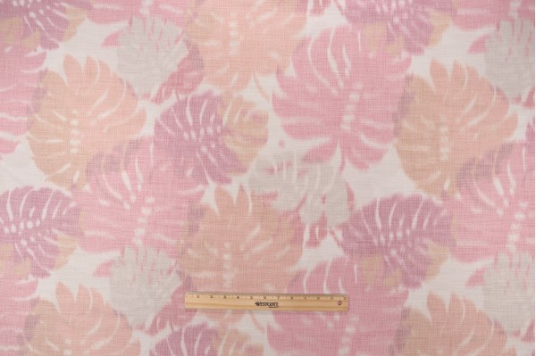P Kaufmann Island Palm Woven Upholstery Fabric in Hibiscus 