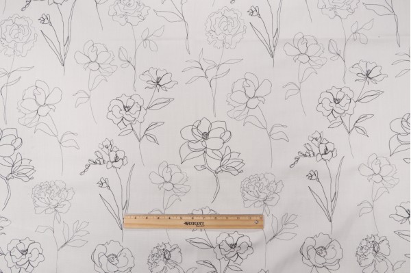 Hamilton Botanica Printed Cotton Drapery Fabric in Ink 
