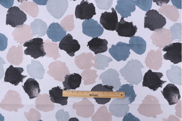 Robert Allen Monet Dot Printed Cotton Drapery Fabric in Eclipse
