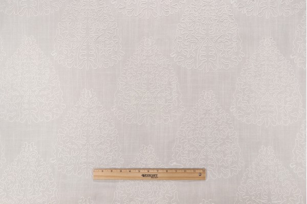 Kaelen Embroidered Drapery Fabric in Ivory