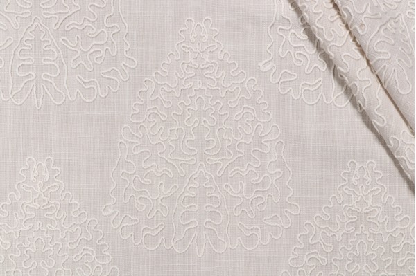 Kaelen Embroidered Drapery Fabric in Ivory
