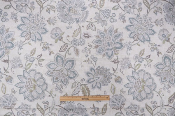 Belle Maison Waimea Printed Cotton Drapery Fabric in Beach Glass