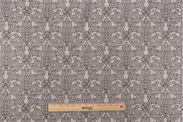 Ersa Embroidered Drapery Fabric in Onyx