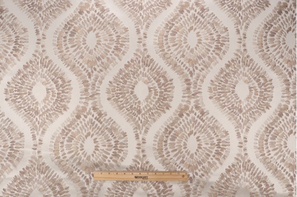 Sun Pillar Damask Upholstery Fabric in Sand