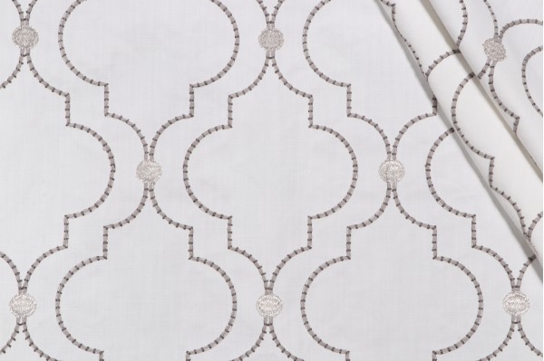 Lulu Embroidered Drapery Fabric in Pewter