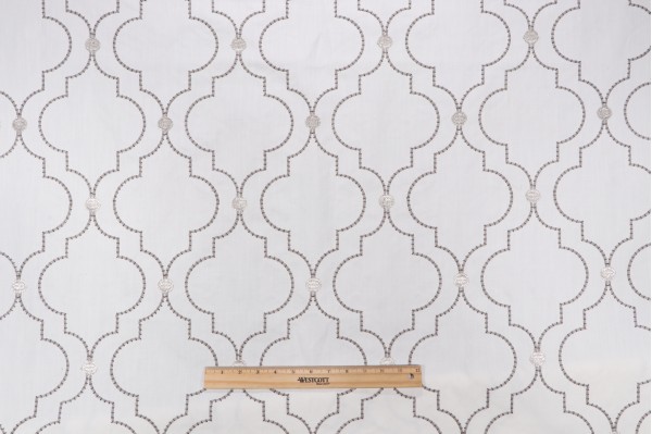 Lulu Embroidered Drapery Fabric in Pewter