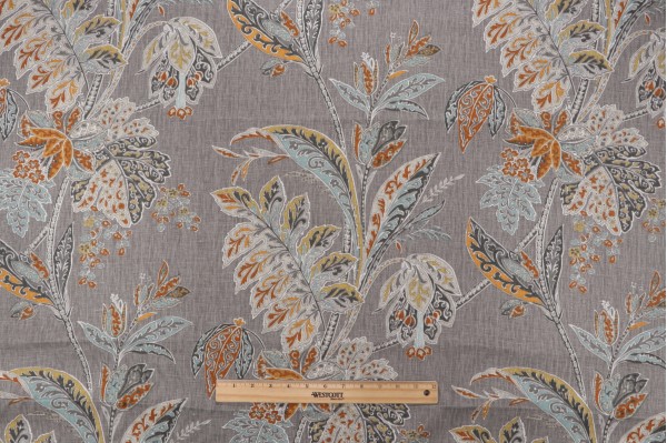 Echo Ishana Printed Linen Drapery Fabric in Turmeric for Kravet CLOSEOUT