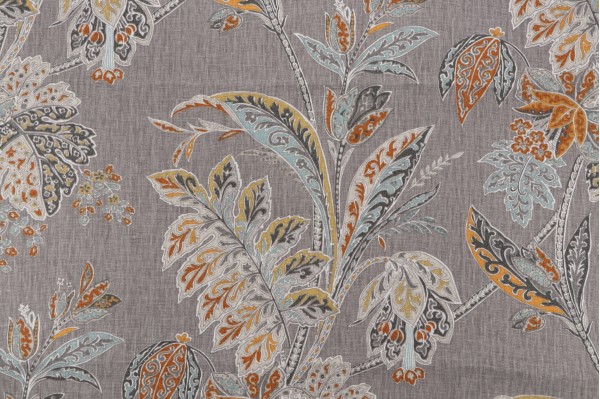 Echo Ishana Printed Linen Drapery Fabric in Turmeric for Kravet CLOSEOUT