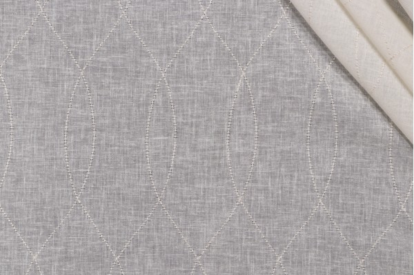 Bigelow Sheer Embroidered Drapery Fabric in Cream