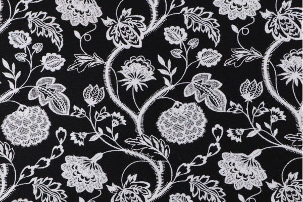 Valiant Fabrics Marissa Embroidered Drapery Fabric in Black 