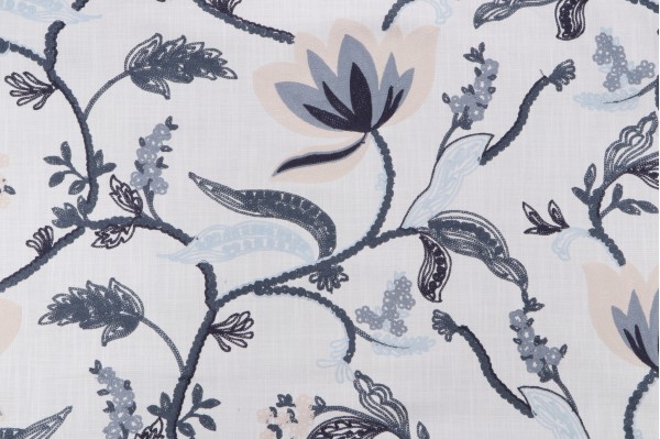 Valiant Fabrics Monica Embroidered Drapery Fabric in Delft 