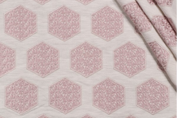 Valiant Fabrics Lane Embroidered Drapery Fabric in Blush 