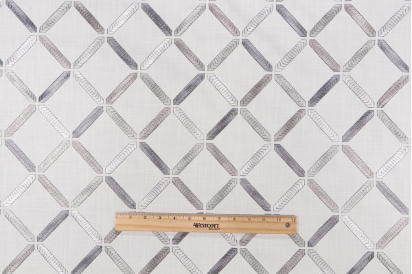 Hailey Embroidered Drapery Fabric in Seagull 