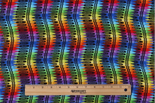 Gail Cadden Stacked Crayons Printed Cotton Craft Fabric in Multi for Timeless Treasures 