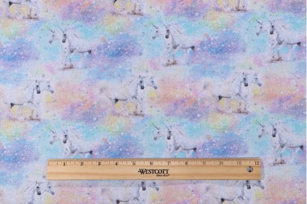 Timeless Treasures Unicorns & Stars Met Printed Cotton Craft Fabric in Pastel 