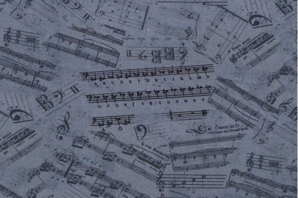 Timeless Treasures Sonata - Musical Scales Printed Cotton Craft Fabric in Grey 