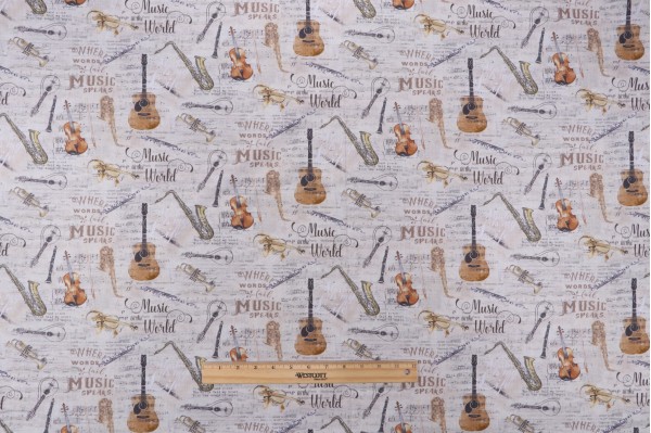 Click for Timeless Treasures Sonata - Instruments Sheet Music Printed Cotton Craft Fabric in Antique  Timeless Treasures Sonata - Instruments Sheet Music Printed Cotton Craft Fabric in Antique