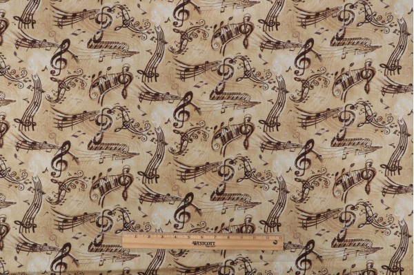 Click for Timeless Treasures Sonata - Vintage Music Notes Printed Cotton Craft Fabric in Tan  Timeless Treasures Sonata - Vintage Music Notes Printed Cotton Craft Fabric in Tan