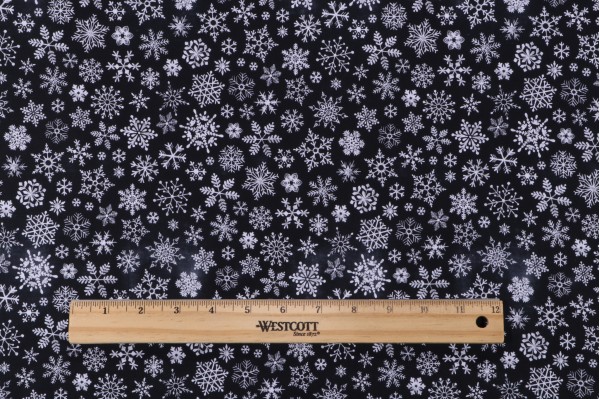 Gail Cadden O Holy Night- Chalkboard Snowflakes Printed Cotton Craft Fabric in Black for Timeless Treasures 