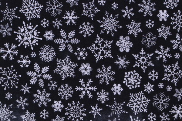 Gail Cadden O Holy Night- Chalkboard Snowflakes Printed Cotton Craft Fabric in Black for Timeless Treasures 