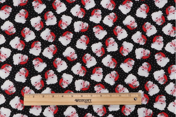 Click for Timeless Treasures Christmas Memories - Tossed Santa Head and Dots Printed Cotton Craft Fabric in Black  Timeless Treasures Christmas Memories - Tossed Santa Head and Dots Printed Cotton Craft Fabric in Black