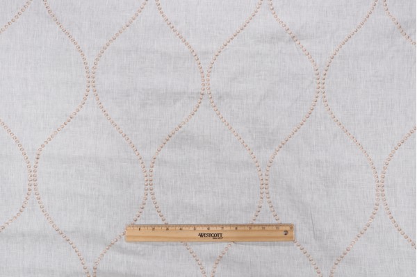 Miranda Embroidered Linen Drapery Fabric in Sand