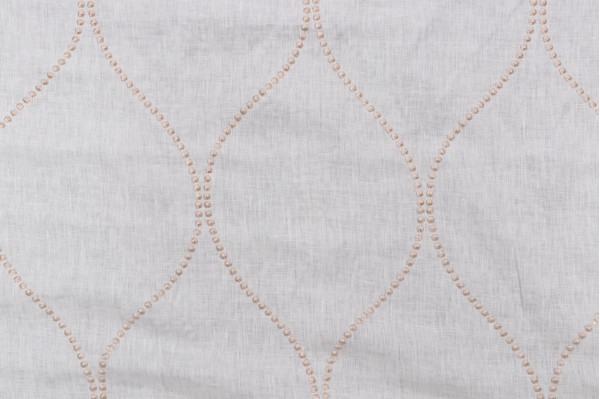 Miranda Embroidered Linen Drapery Fabric in Sand