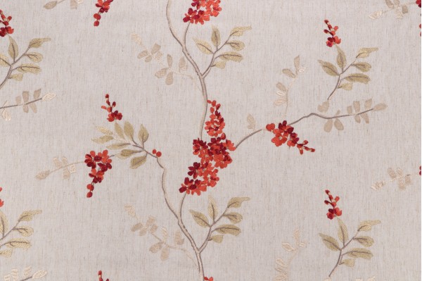Mistral Embroidered Drapery Fabric in Garnet