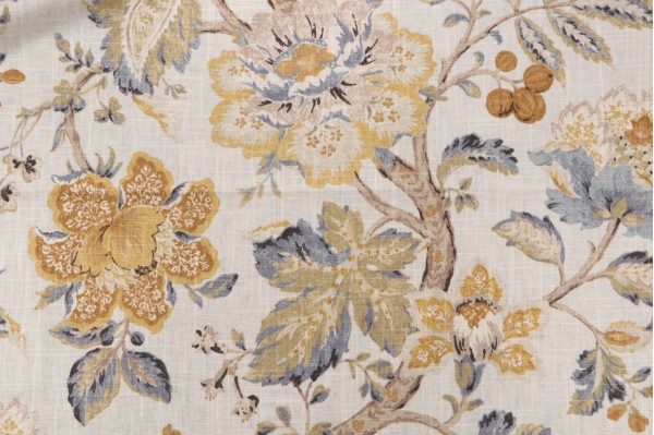 P Kaufmann Burnett Printed Linen Blend Drapery Fabric in Mist