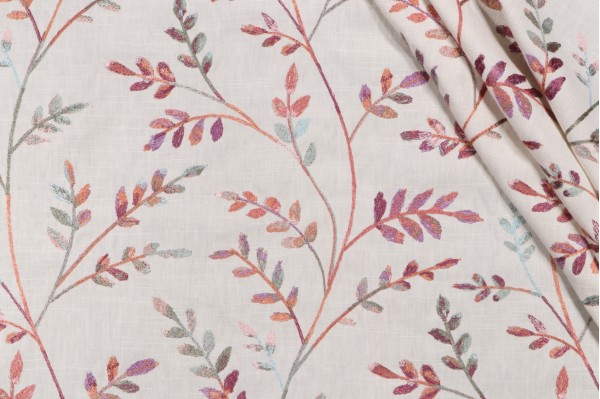 1 Yard Kasuri Embroidered Drapery Fabric in Persimmon