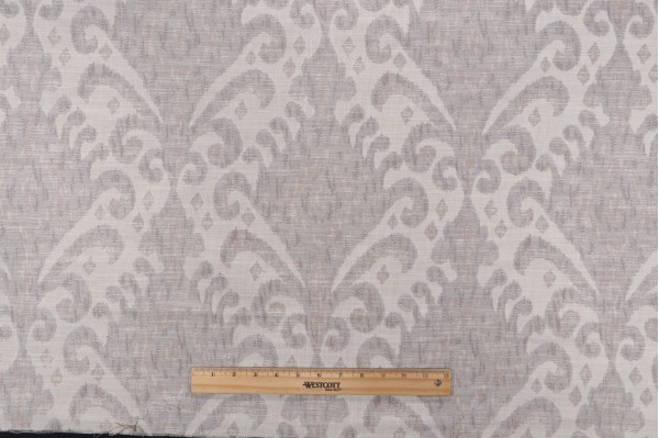 Byers Damask Upholstery Fabric in Platinum