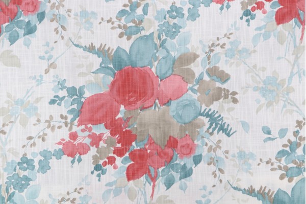 Suburban Olivia Printed Cotton Drapery Fabric in Multi