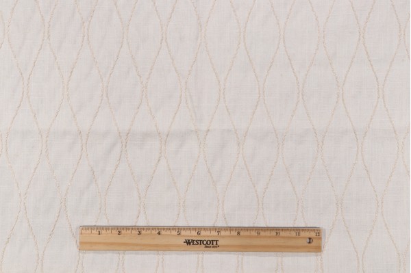 Belfort Embroidered Linen Drapery Fabric in Natural