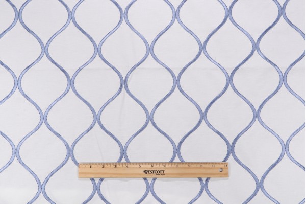 Ilima Embroidered Drapery Fabric in Indigo