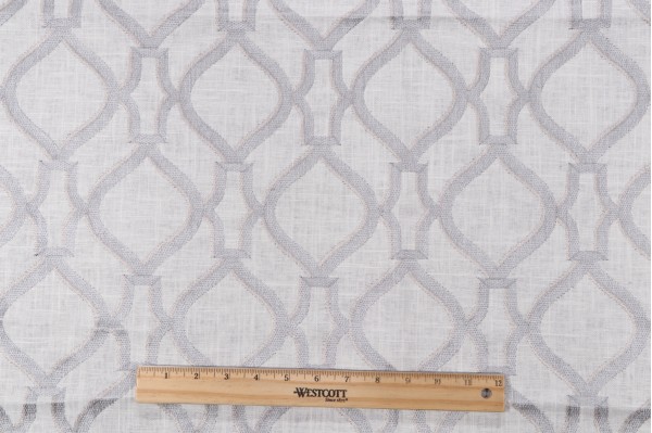 1 Yard Constance Embroidered Drapery Fabric in Ice