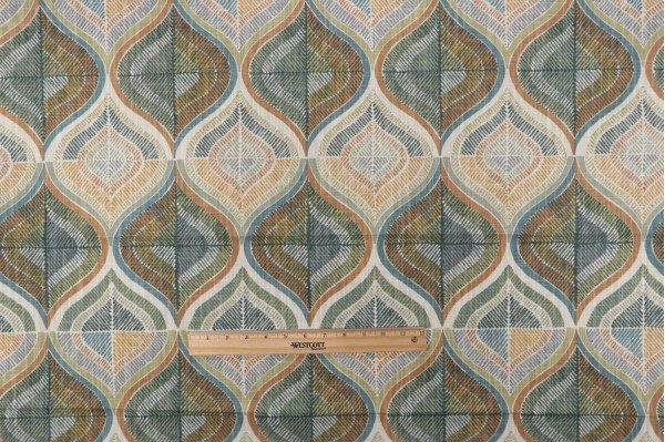 1 Yard Richloom Albion Printed Cotton Drapery Fabric in Verdant