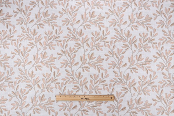 P Kaufmann Leafage Embroidered Drapery Fabric in Petal 