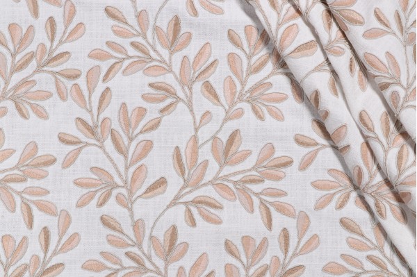 P Kaufmann Leafage Embroidered Drapery Fabric in Petal 