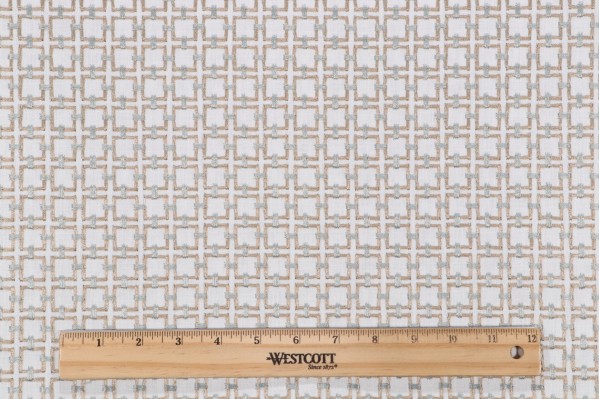 Sample of P Kaufmann Niki Embroidered Drapery Fabric in Frost 