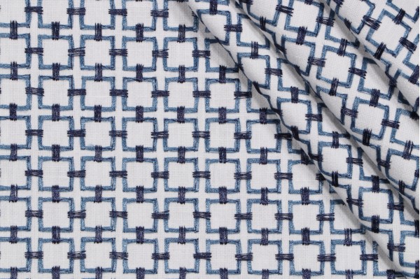 P Kaufmann Niki Embroidered Drapery Fabric in Twilight 