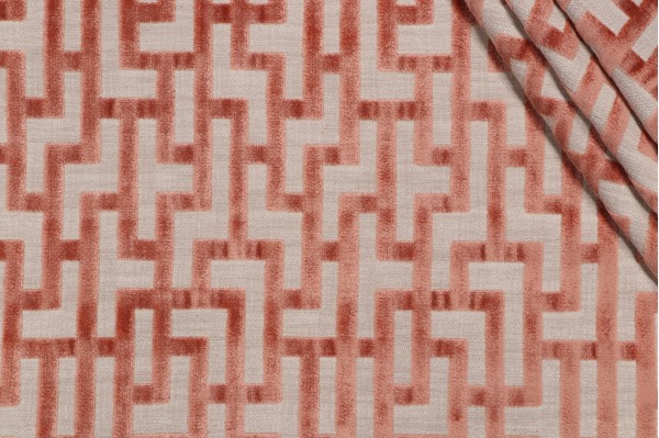 P Kaufmann Aphrodite Velvet Upholstery Fabric in Terracotta 