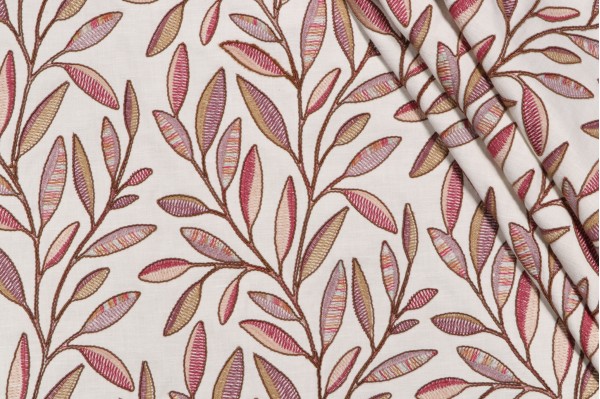 P Kaufmann Andover Embroidered Drapery Fabric in Berry 