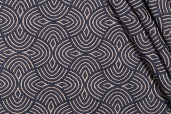 P Kaufmann Alora Embroidered Drapery Fabric in Midnight 