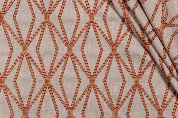 P Kaufmann Alto Embroidered Drapery Fabric in Clay 
