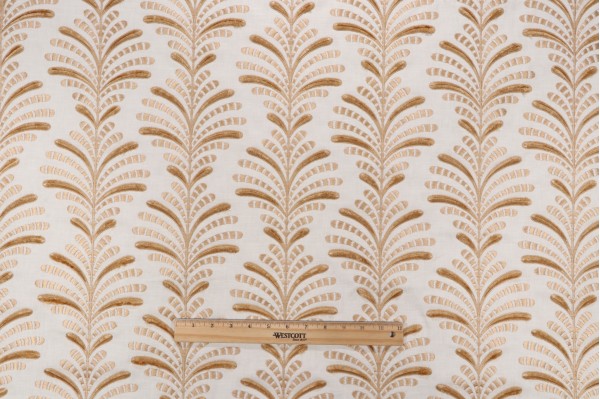 P Kaufmann Bryant Embroidered Drapery Fabric in Coin 
