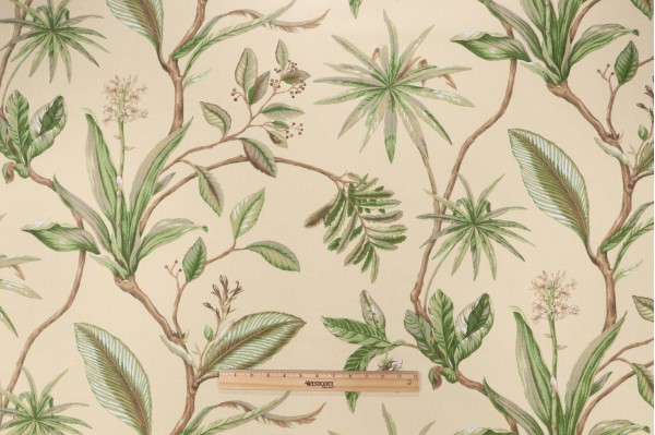 Sample of Thibaut Sonora F96727 Printed Cotton Blend Drapery Fabric in Soft Yellow 