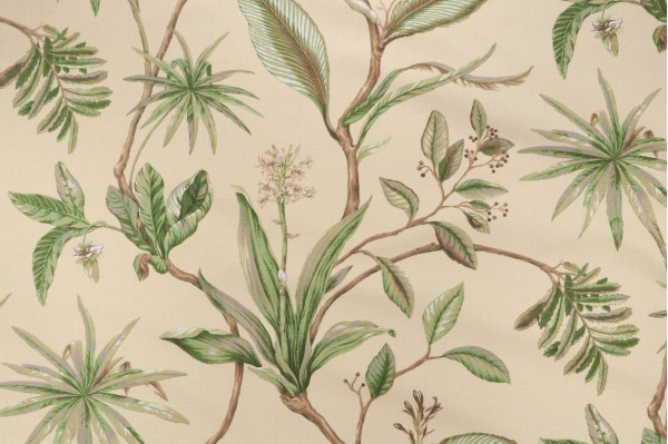 Sample of Thibaut Sonora F96727 Printed Cotton Blend Drapery Fabric in Soft Yellow 