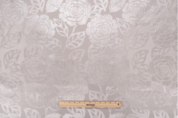 Floral & Vine Velvet Upholstery Fabric in Silver